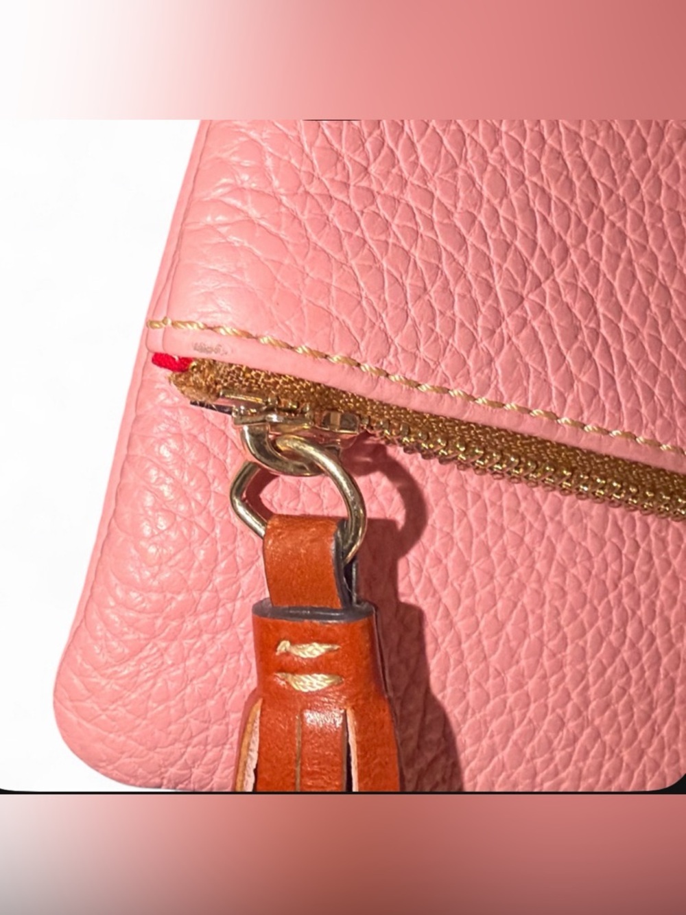 Dooney & Bourke Pink Leather Crossbody Clutch with Tassel - Picture 9 of 9